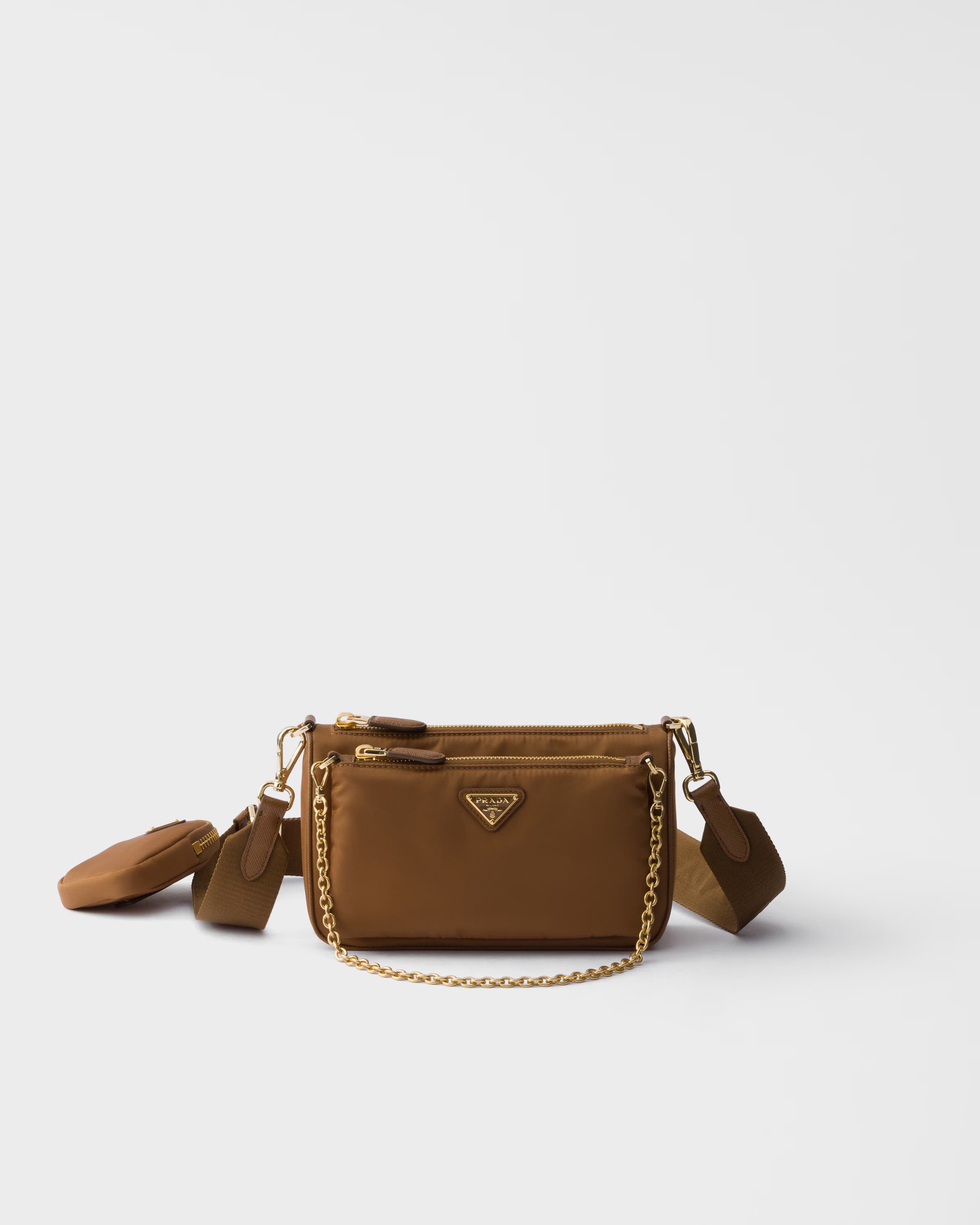 Re-Nylon and Saffiano leather mini shoulder bag